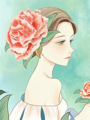 星辉下回眸绘画素材